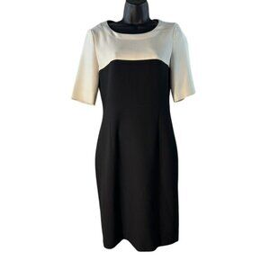Hugo Boss Womens Black & White Colorblock Sheath Dress Size US 4 Formal Workwear